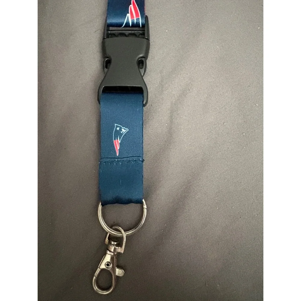 New England Patriots NFL Lanyard Navy Blue Red Keychain ID Holder Quick Release